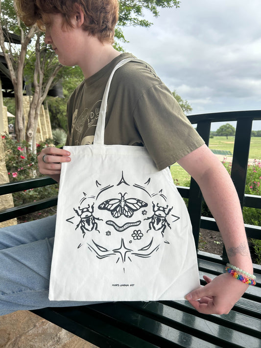 Bug themed custom tote bag